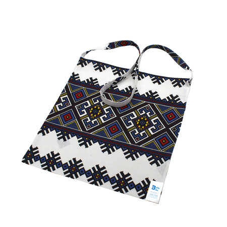 Traista din bumbac pentru colind, 35 x 37 cm, Alb/Albastru, Baltic Bebe 671532