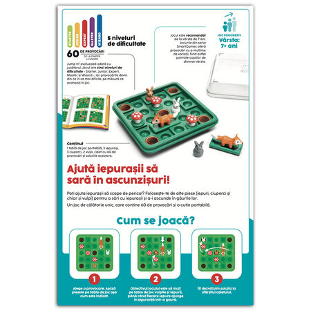 Joc de logica 60 provocari in limba romana Jump'in, +7 ani, Smart Games 671542