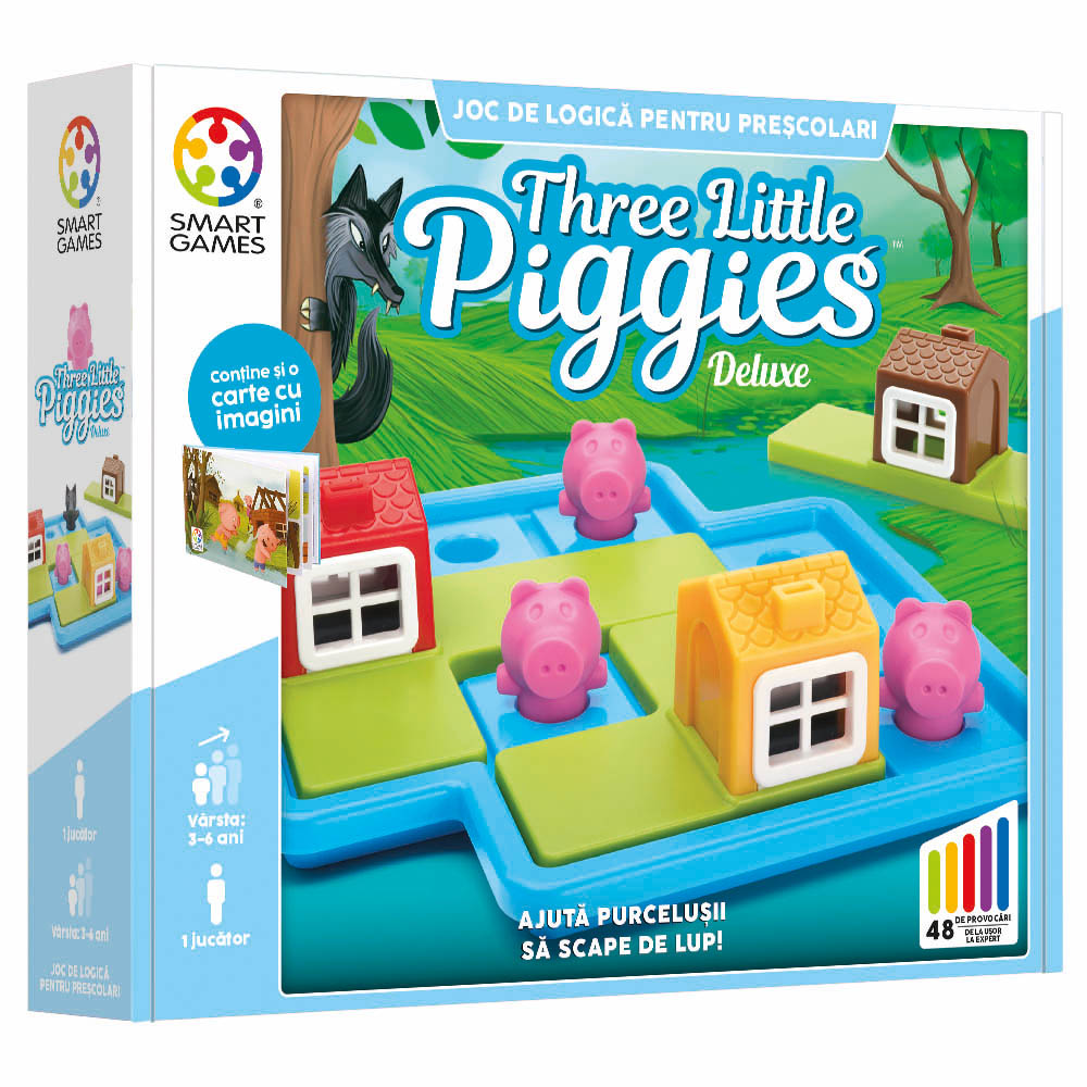 Joc de logica 48 provocari Three Little Piggies - Deluxe, +3 ani, Smart Games