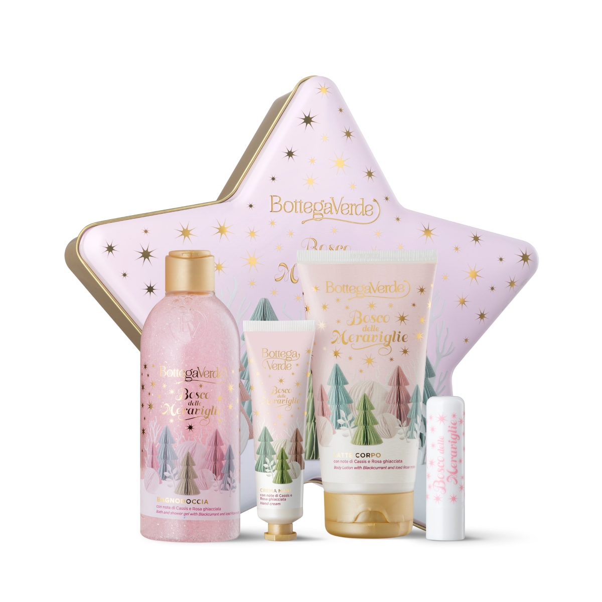 Set cadou Craciun pentru ingrijirea corpului Bosco delle meraviglie, 250 ml, 150 ml, 30 ml, 4 ml, Bottega Verde