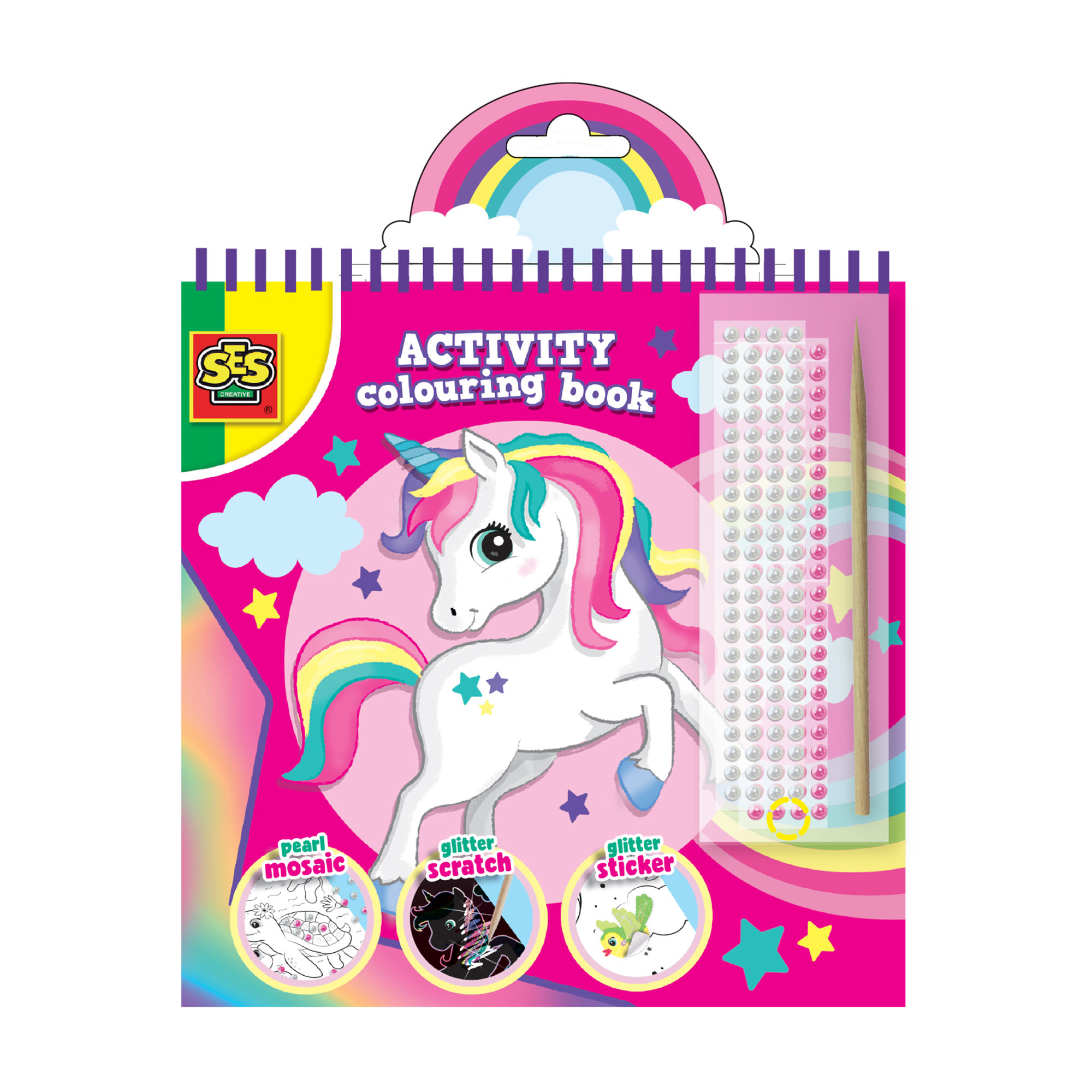 Carte de Colorat cu Activitati 3 in 1 Unicorn, +3 ani, SES Creative