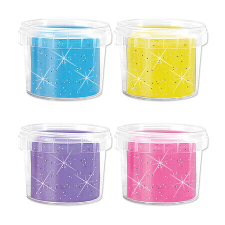 Plastilina Stralucitoare 4 Culori, +1 an, 4x90 g, SES Creative 671901