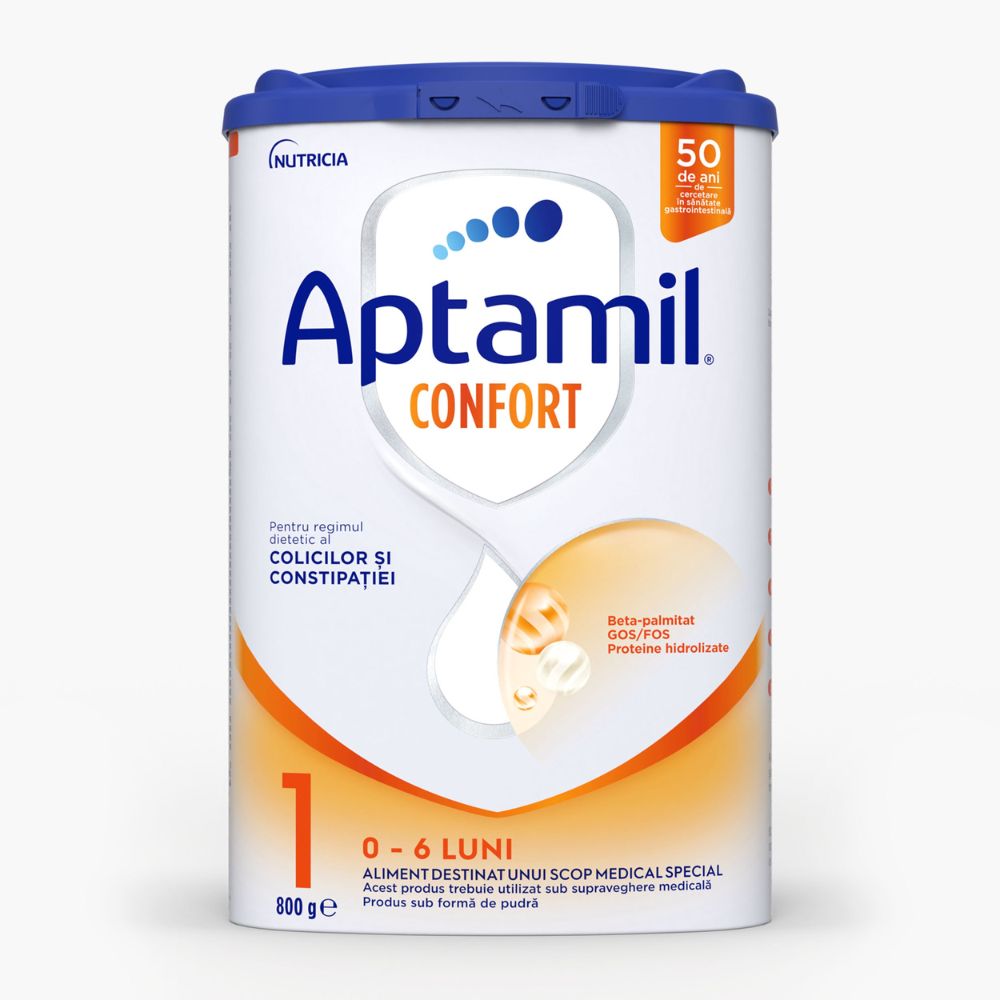 Lapte praf Aptamil Confort 1, 0-6 luni, 800 g, Nutricia