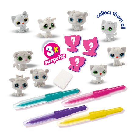 Set de carioci cu aerograf si 3 pisici surpriza, +5 ani, SES Creative 672126