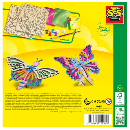 Set de decorat Fluturi din Lemn, +5 ani, SES Creative 672144