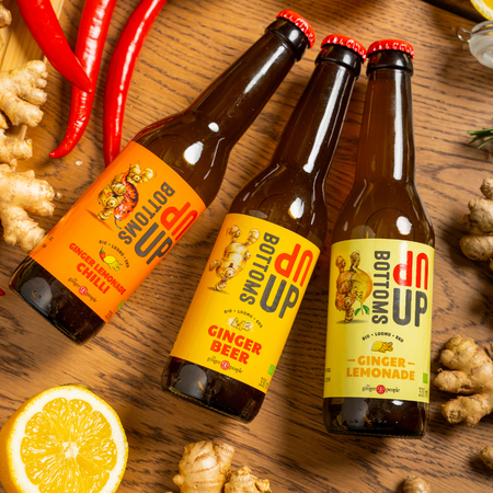 Limonada Bio cu ghimbir si chilli Bottoms Up, 330 ml, The Ginger People 672261