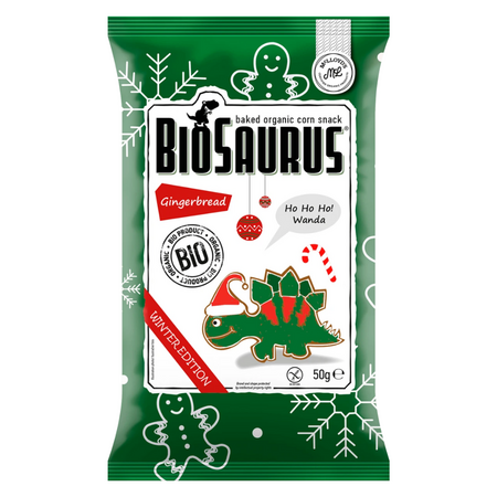 Snacksuri eco cu aroma de turta dulce, Editie de iarna Biosaurus, 50 g, Mc Lloyd's