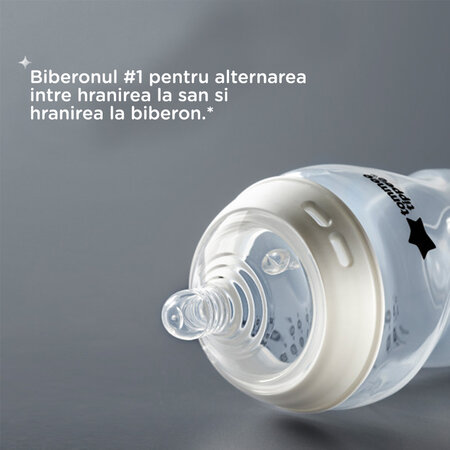 Biberon cu autosterilizare Natural Start, +0 luni, 260 ml, 1 bucata, Tommee Tippee 672736