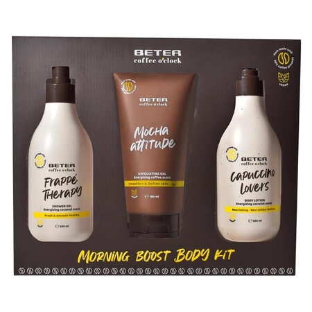 Pachet Mornig Boost Gel de dus 300ml + Lotiune de corp, 300ml + Scrup de Corp 180 ml, Beter