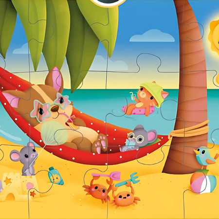 Puzzle Plus: Loki at the beach, 3 ani+, 12 piese, Loki 672958