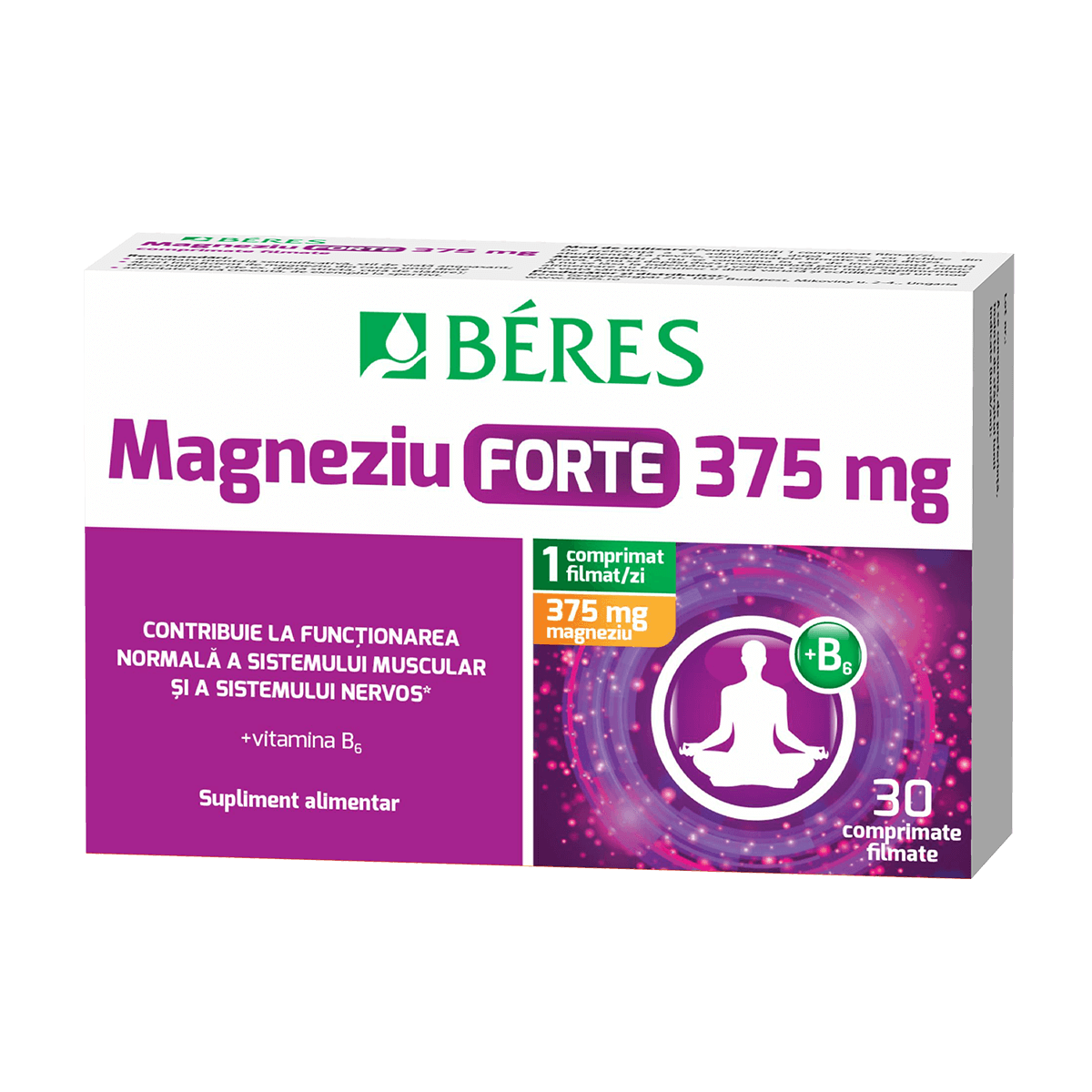Magneziu forte 375 mg + B6, 30 comprimate, Beres