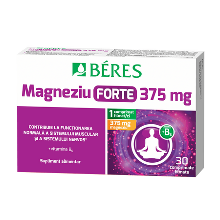 Magneziu forte 375 mg + B6, 30 comprimate, Beres