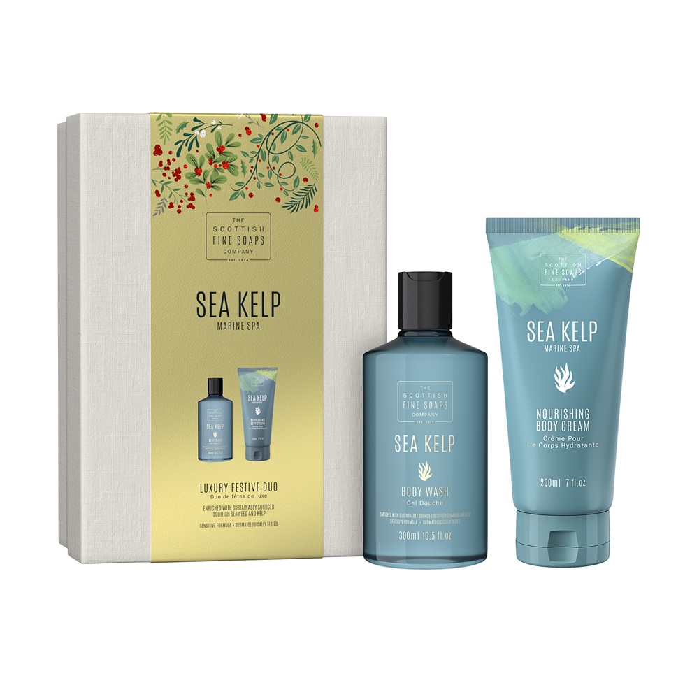 Set festiv duo, Gel de dus 300 ml + Unt de corp 200 ml Sea Kelp Marine Spa, Scottish Fine Soaps