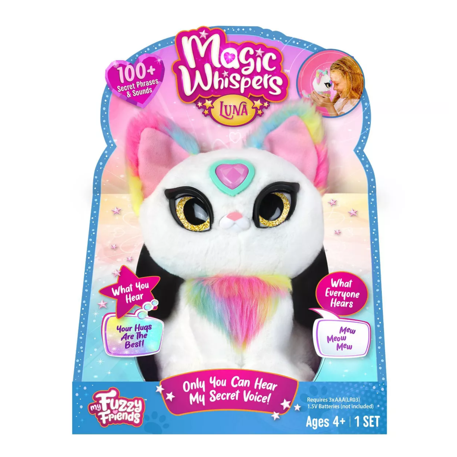 Pisica de plus interactiva Magic Whispers, 4 ani+, Luna, Sky Rocket