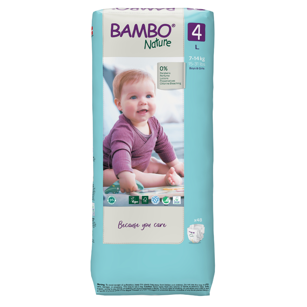 Scutece Ecolabel, Nr. 4, 7-14 kg, 48 bucati, Bambo Nature