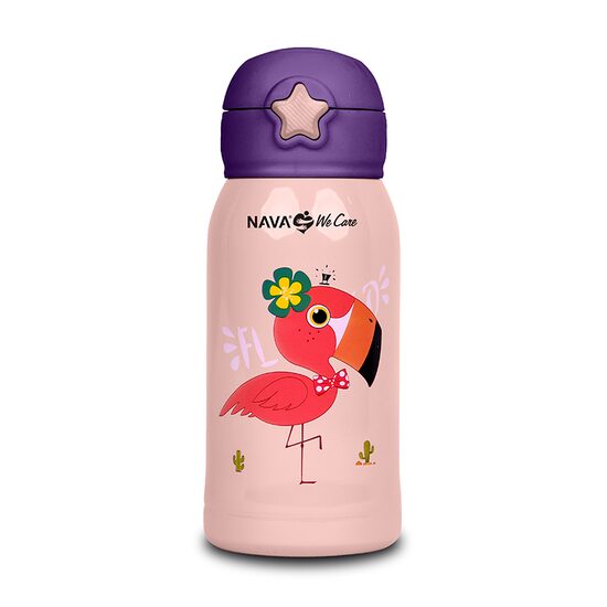 Sticla termoizolanta We care, Roz cu Flamingo, 500 ml, Nava