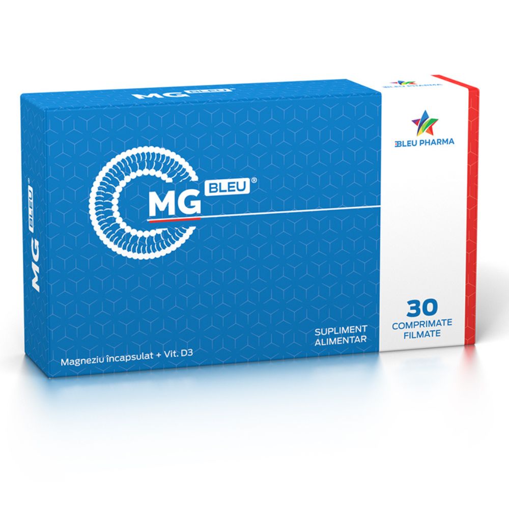 Magneziu incapsulat + Vitamina D3 Mg Bleu, 30 comprimate, Bleu Pharma