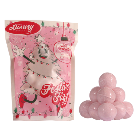 Set Cadou Festive Fizz Bile de Baie Candy Canes, Cocoa si Vanilla Swirl, 10x15 g, Printata Festiv, The Luxury Bathing