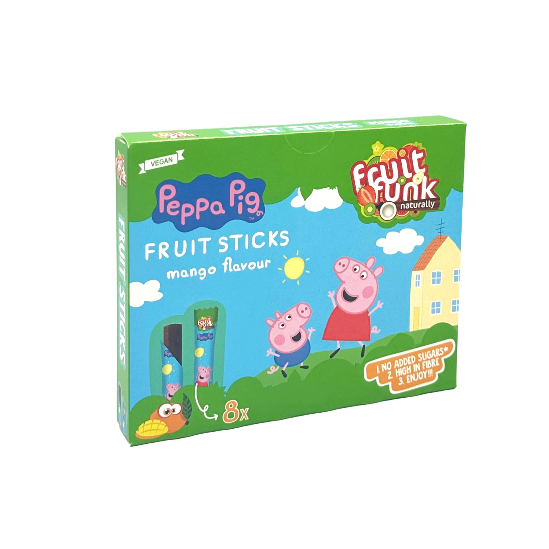 Sticks din fructe cu mango Peppa Pig, 8 x 10 g, Fruitfunk