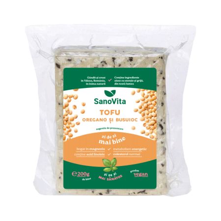 Tofu cu oregano si busuioc sterilizat, 200g, Sanovita
