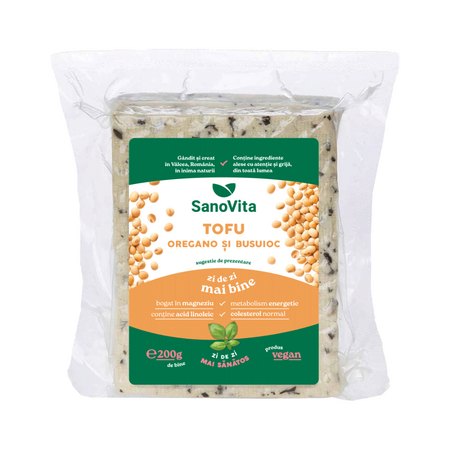 Tofu cu oregano si busuioc sterilizat, 200g, Sanovita