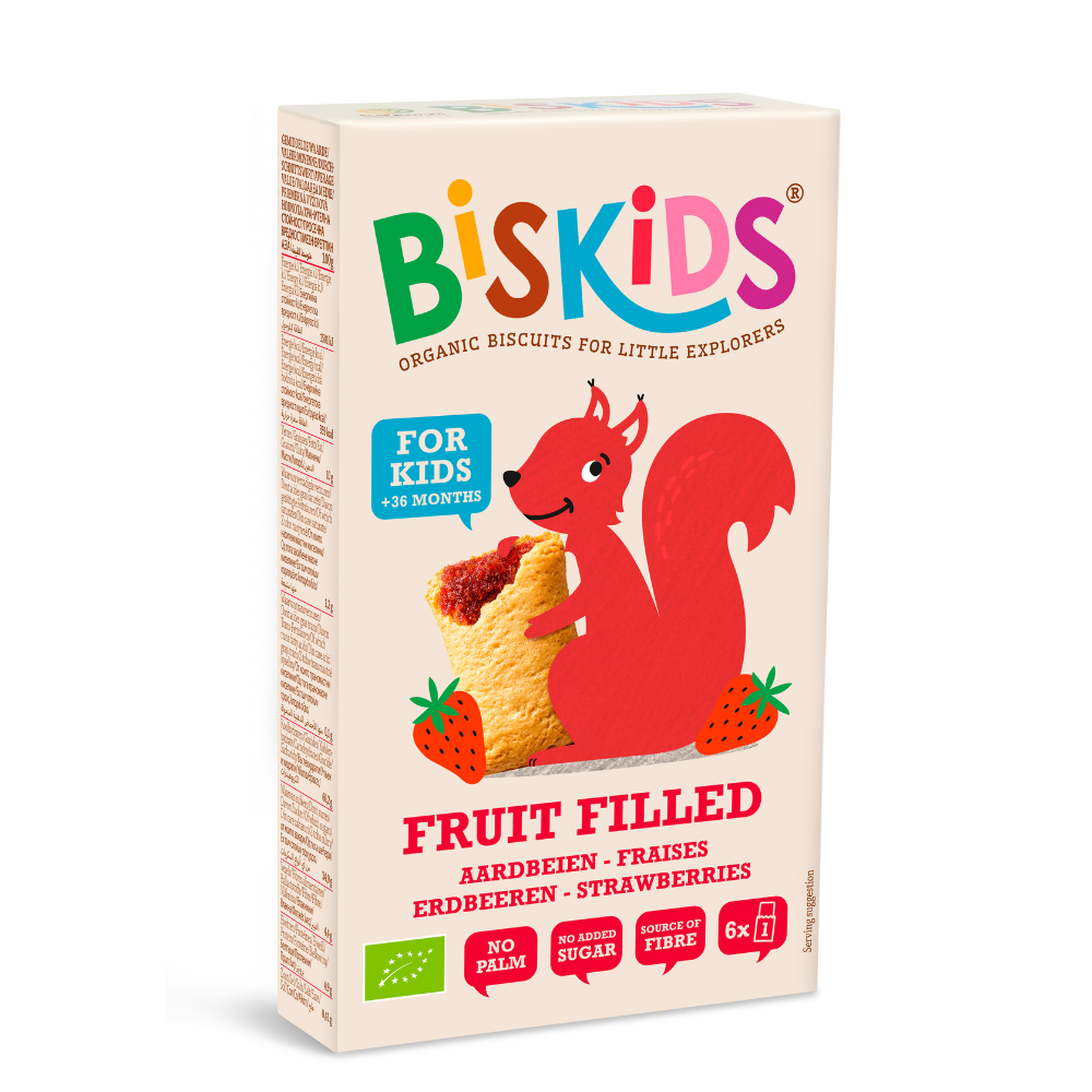 Biscuiti bio cu capsuni Biskids, 120 g, Belkorn