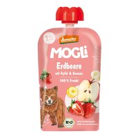 Piure Bio, capsuni, mere si banane, 1 an+, 100 g, Mogli