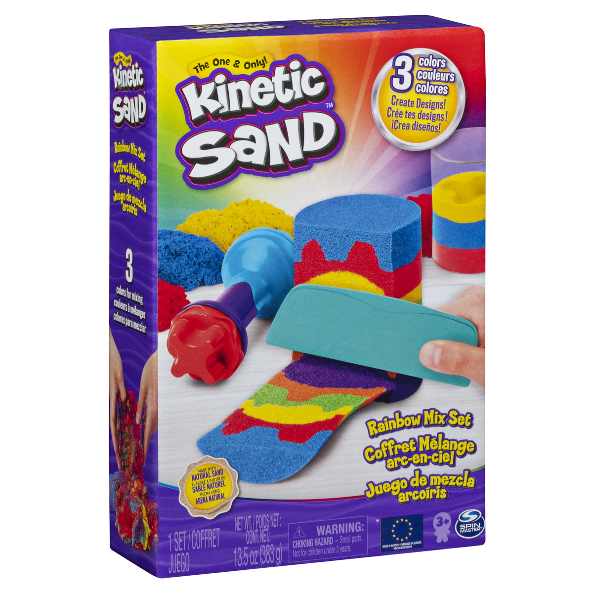 Set de joaca nisip kinetic Unelte de curcubeu cu accesorii, + 3 ani, Kinetic Sand