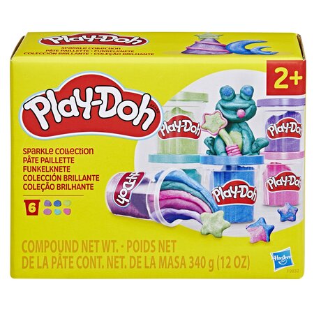 Set 6 cutii pasta modelatoare cu sclipici, +2 ani, Play Doh 674131