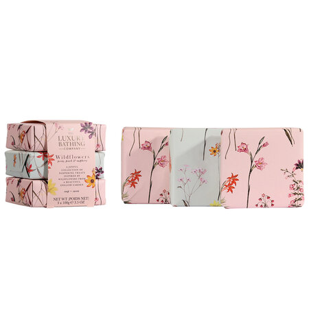 Set Cadou Gentle Cleansing Trio Wildflowers Peony, Peach & Raspberry, 3 x 100 g, The Luxury Bathing 674192