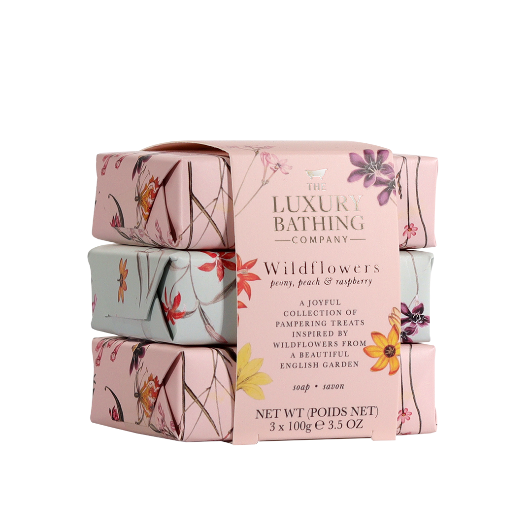 Set Cadou Gentle Cleansing Trio Wildflowers Peony, Peach & Raspberry, 3 x 100 g, The Luxury Bathing