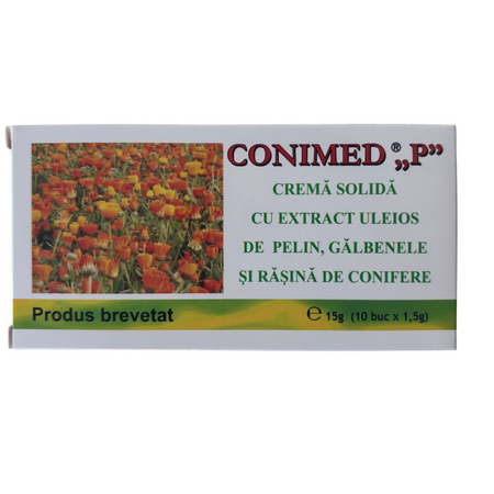 Crema solida cu extract uleios de pelin, galbenele si rasina de conifere, 1.5 g, Conimed P, 10x1.5 g, Elzin Plant
