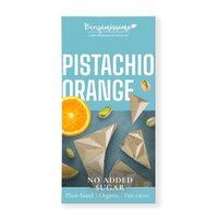 Ciocolata Bio alba cu fistic si portocala fara zahar adaugat, 60 g, Benjamissimo