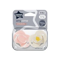 Suzete ortodontice Anytime, 0-6 luni, Roz/Alb, 2 bucati, Tommee Tippee