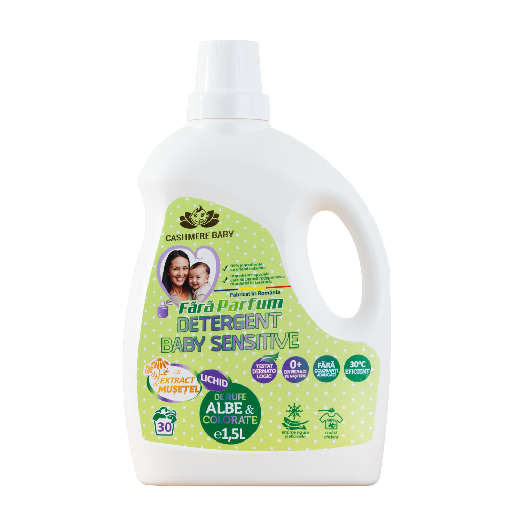 Detergent de rufe albe si colorate fara parfum Baby Sensitive, 1.5 litri, Cashmere Aroma