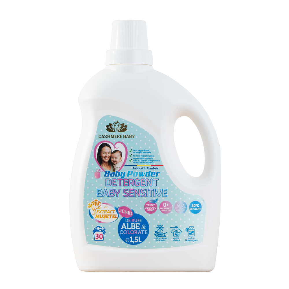 Detergent rufe albe si colorate Sensitive Baby Powder, 1.5 litri, Cashmere Aroma