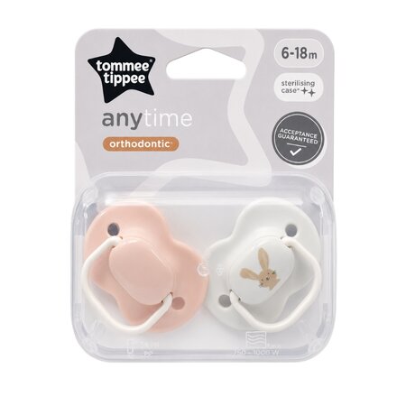 Suzete ortodontice Anytime, 6-18 luni, 2 bucati, Iepuras, Tommee Tippee