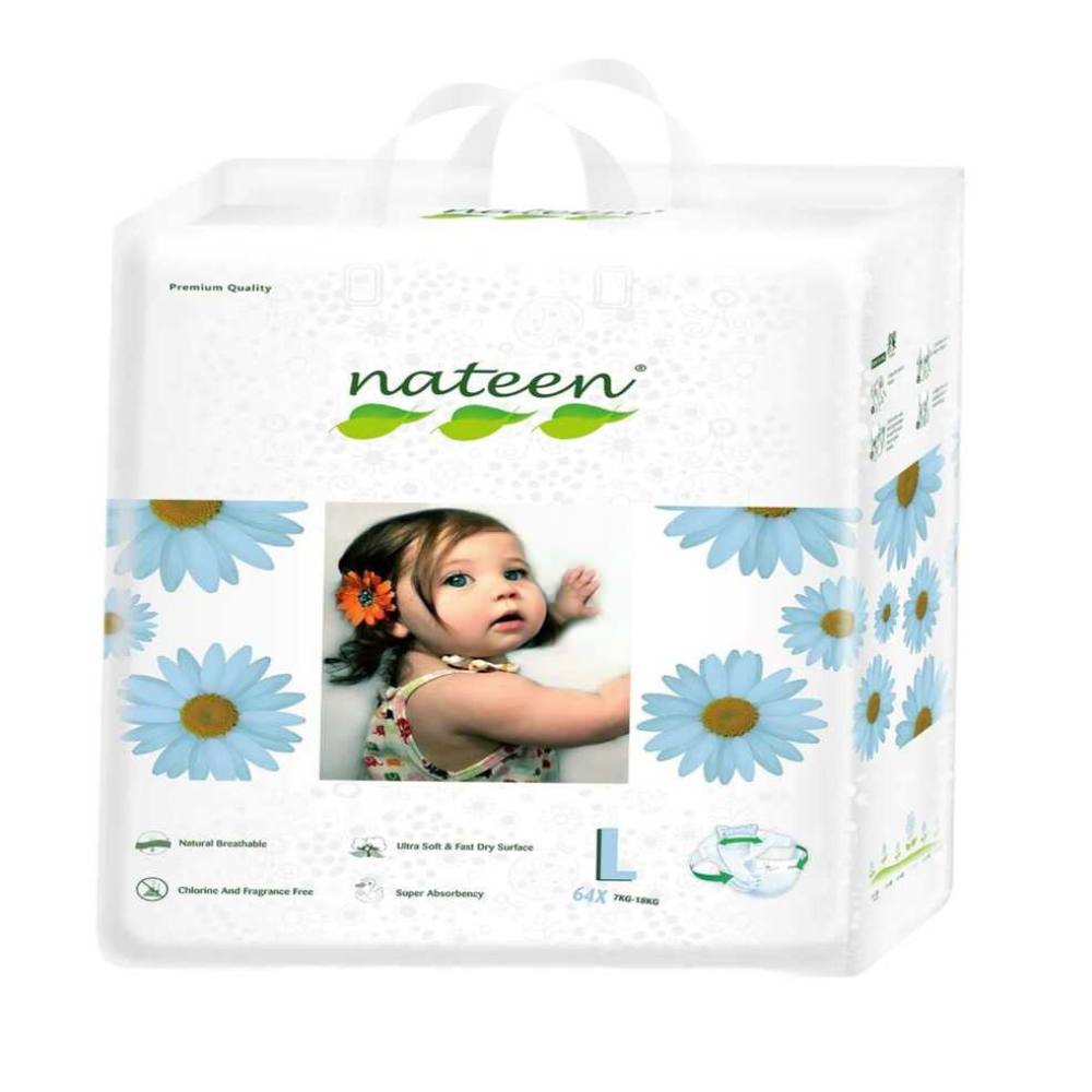 Scutece hipoalergenice Flex&Fit Premium, Large, Nr. 4, 7-18 kg, 64 bucati, Nateen