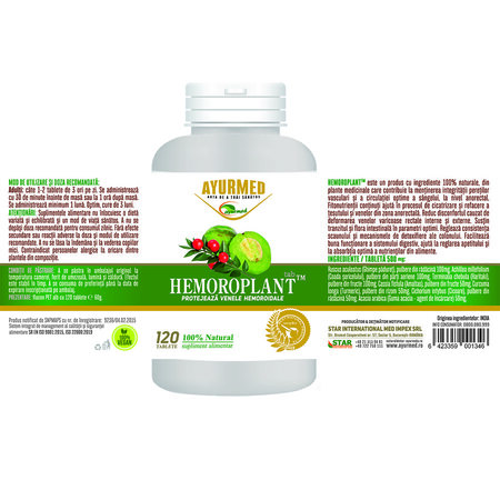 Hemoroplant, 120 tablete, Ayurmed 677081