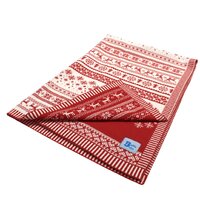 Paturica tricotata din bumbac Alb/Rosu, 90 x 70 cm, + 0 luni, 1 bucata, Baltic Bebe