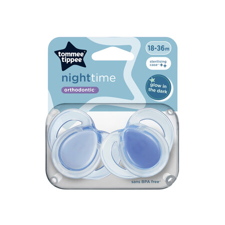 Suzete ortodontice de noapte, 18-36 luni, 2 bucati, Albastru, Tommee Tippee