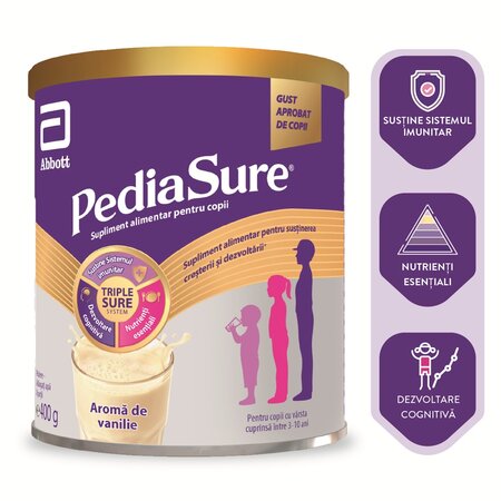 PediaSure pulbere, Vanilie, 3-10 ani, 400 g, Abbott 675378