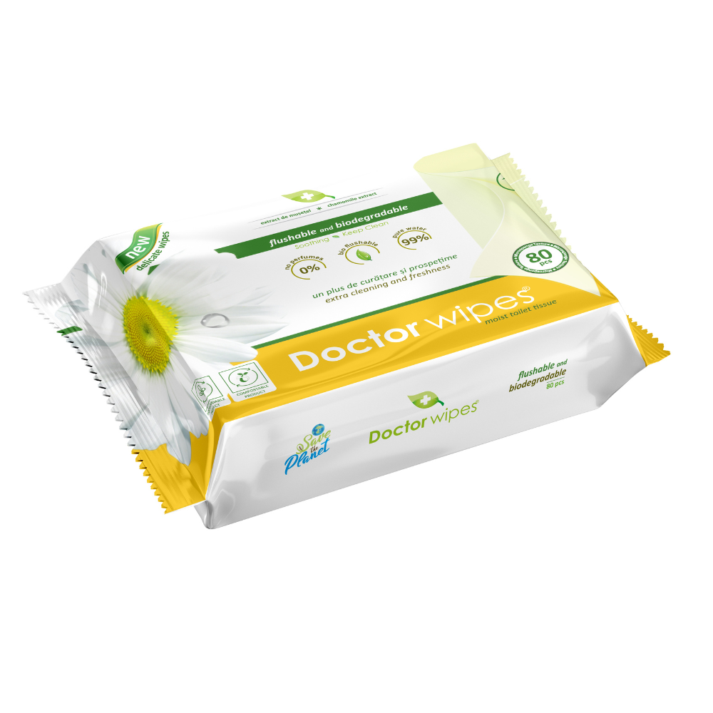 Hartie igienica umeda, 80 bucati, Doctor Wipes