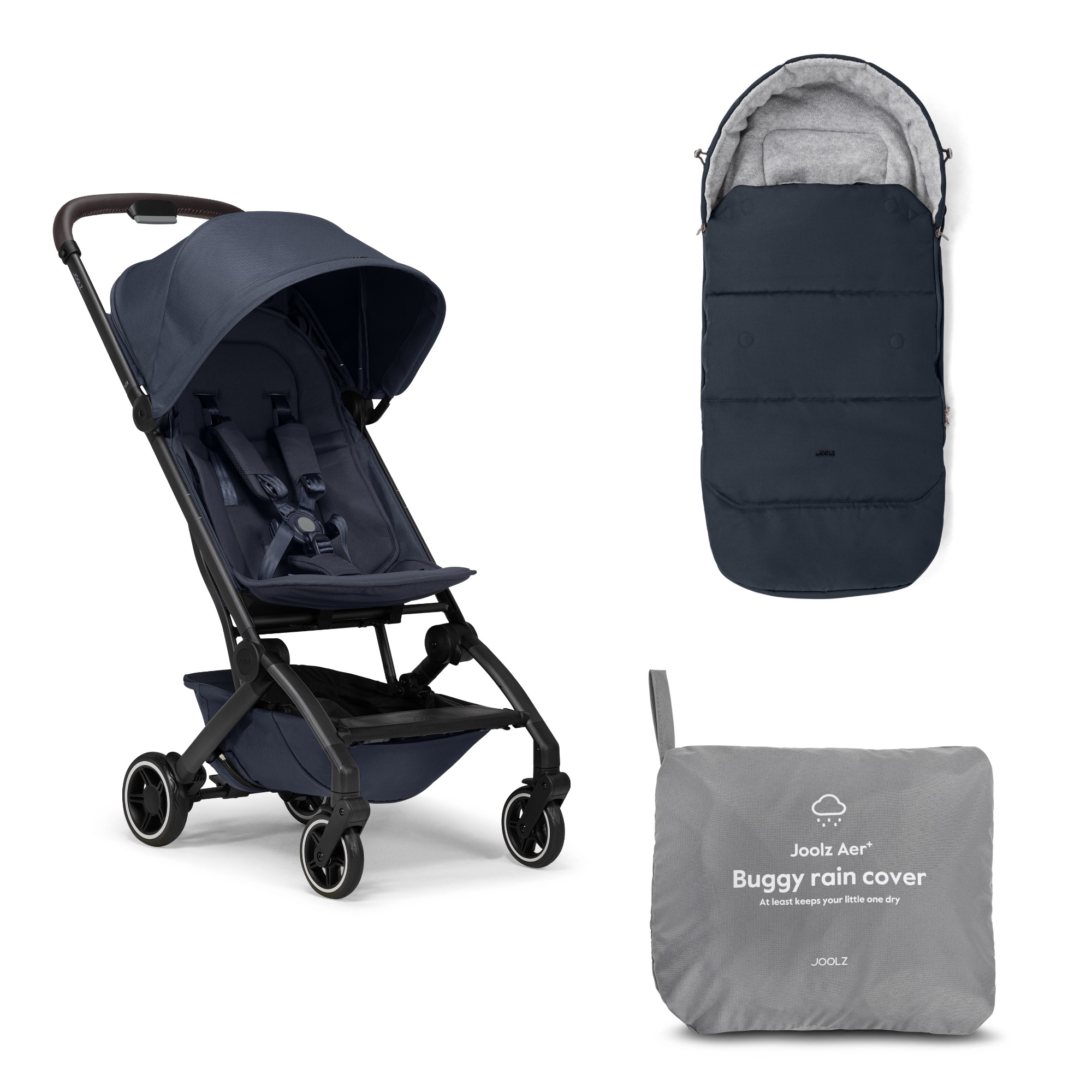 Pachet Promotional Carucior Joolz Aer+, cu sac pentru carucior si protectie de ploaie, Navy Blue, Joolz