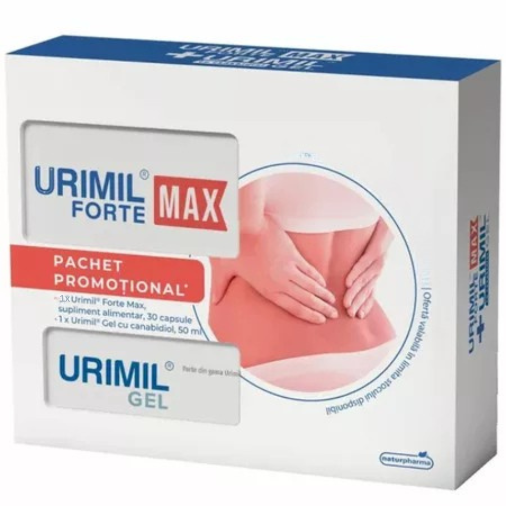Pachet Urimil Forte Max, 30 capsule si Gel Urimil 50 ml, NaturPharma