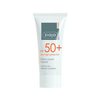 Crema nuantatoare pentru protectie solara ridicata SPF 50, Nuanta Natural, 50 ml, Ziaja