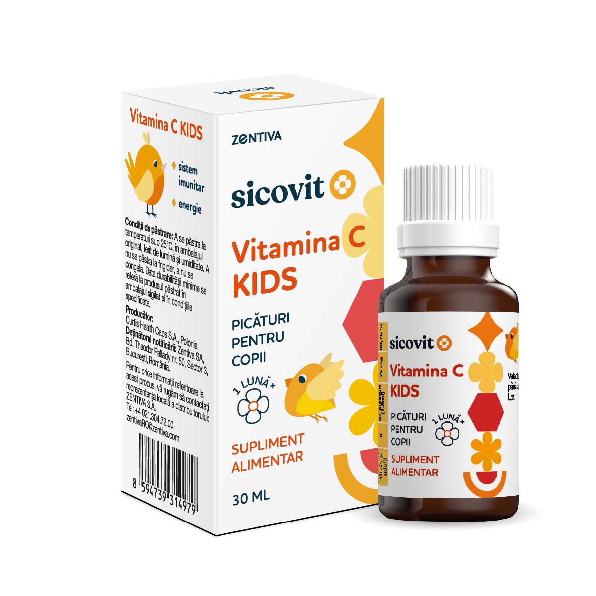 Picaturi Vitamina C Kids Sicovit, 30 ml, Zentiva