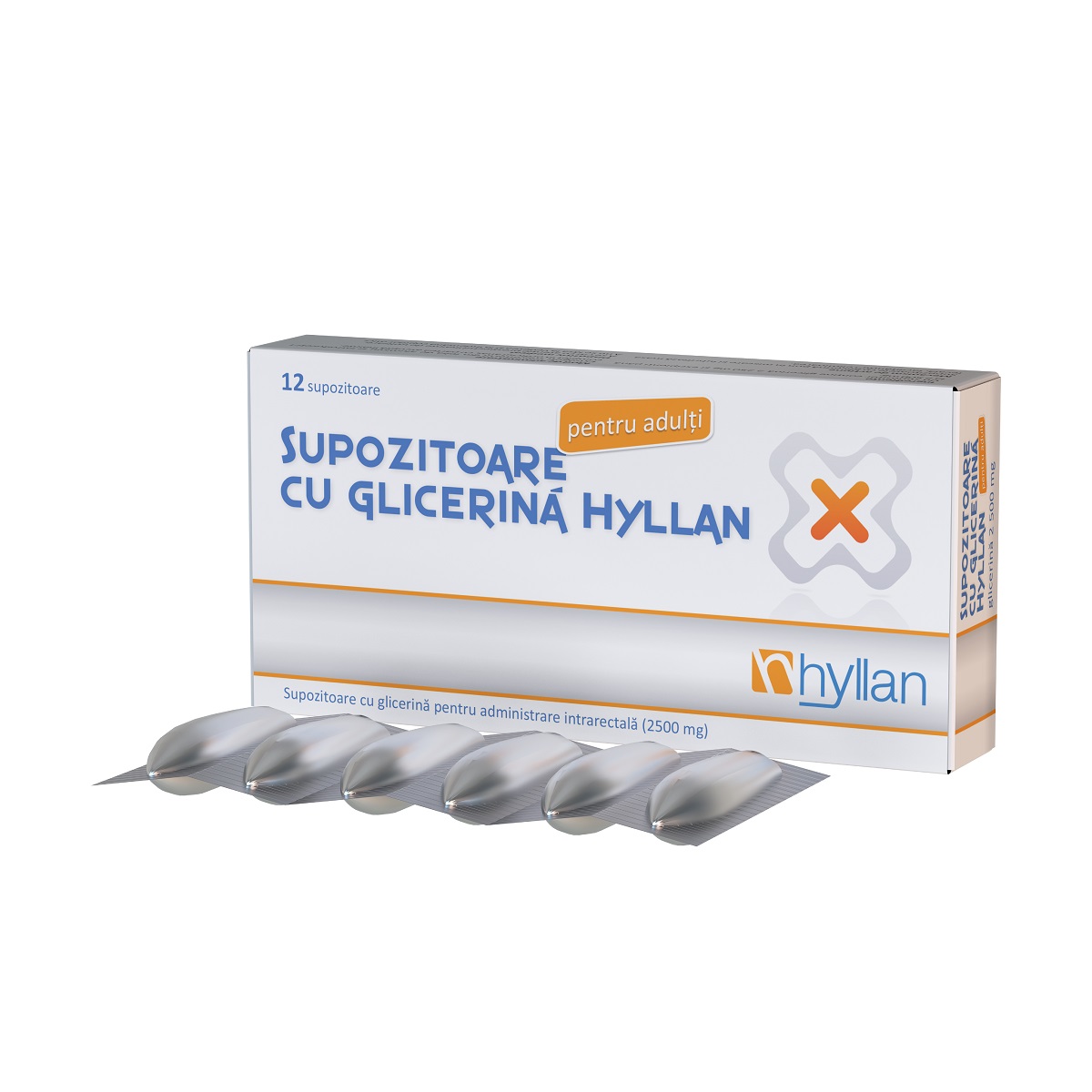 Supozitoare cu glicerina 2500 mg pentru adulti, 12 buc, Hyllan