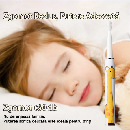 Periuta de dinti electrica pentru copii + 4 capete de rezerva J20C, Galben, JTF 677955