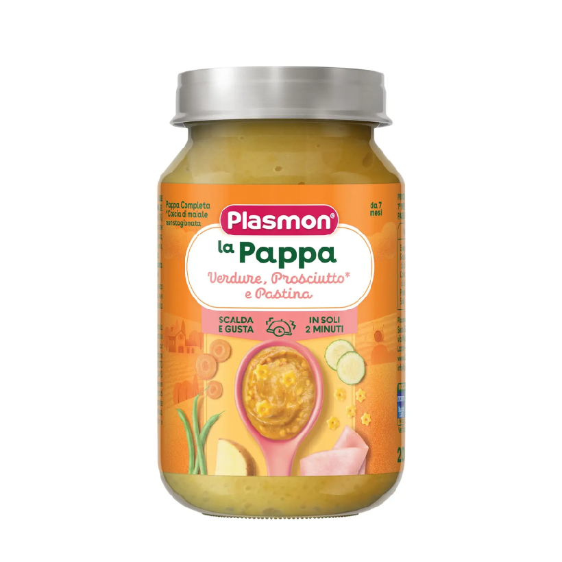 Meniu prosciutto cu legume si paste, +7 luni, 200 g, Plasmon